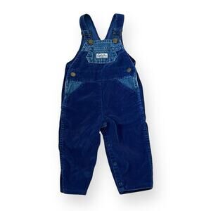 Vintage Liberty Bib Overalls Baby Boy Toddler 18M Blue Corduroy & Denim Snap-Up